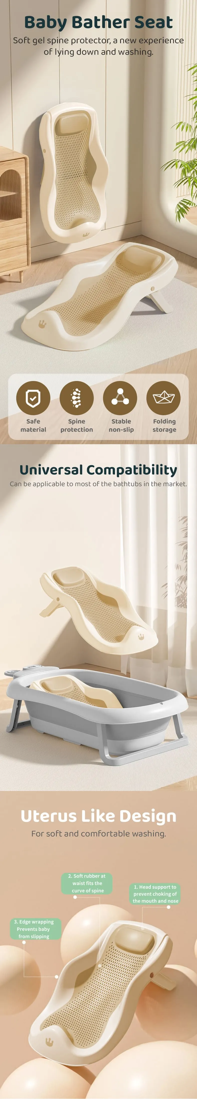 Foldable Baby Bather Seat Universal Fit