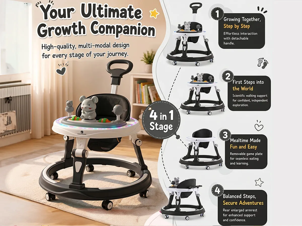 Activity Push Walker for Baby With Parental Handle