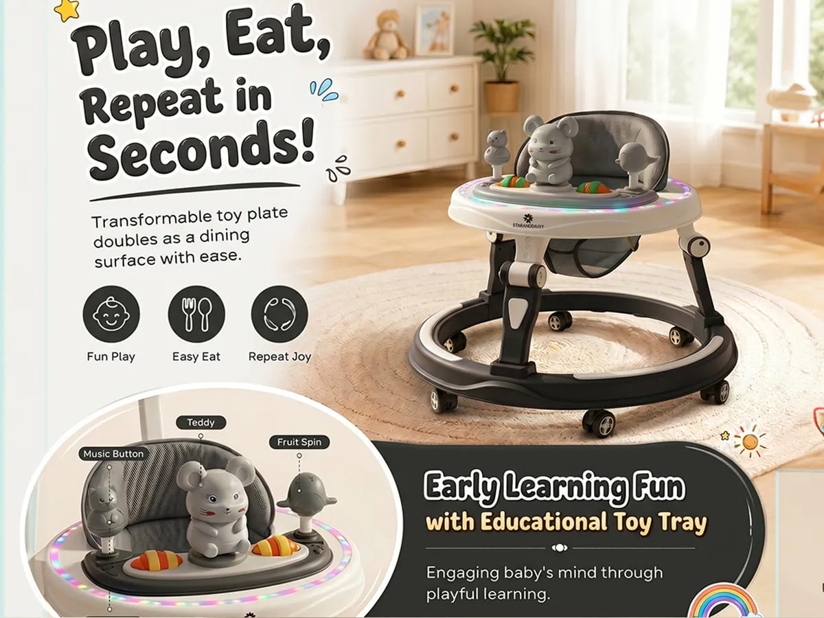 Activity Push Walker for Baby With Parental Handle