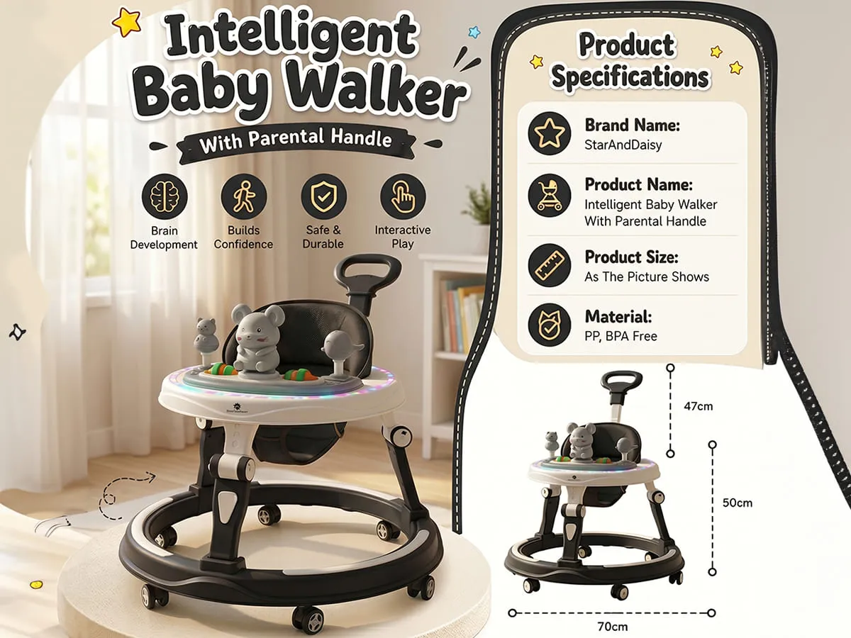 Activity Push Walker for Baby With Parental Handle