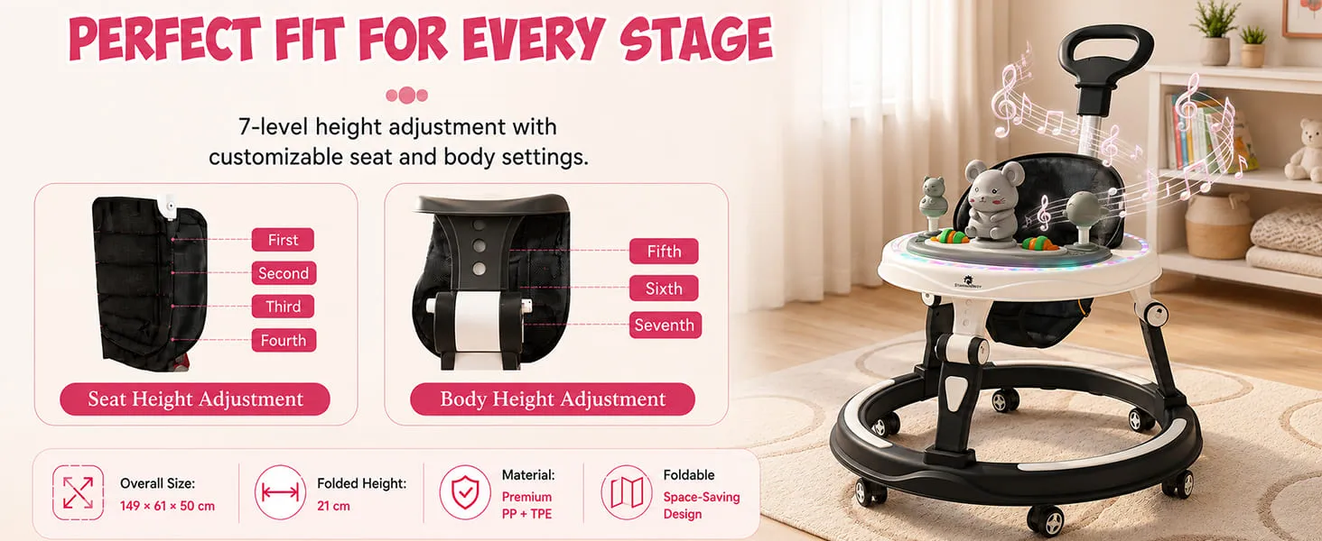 Activity Push Walker for Baby With Parental Handle