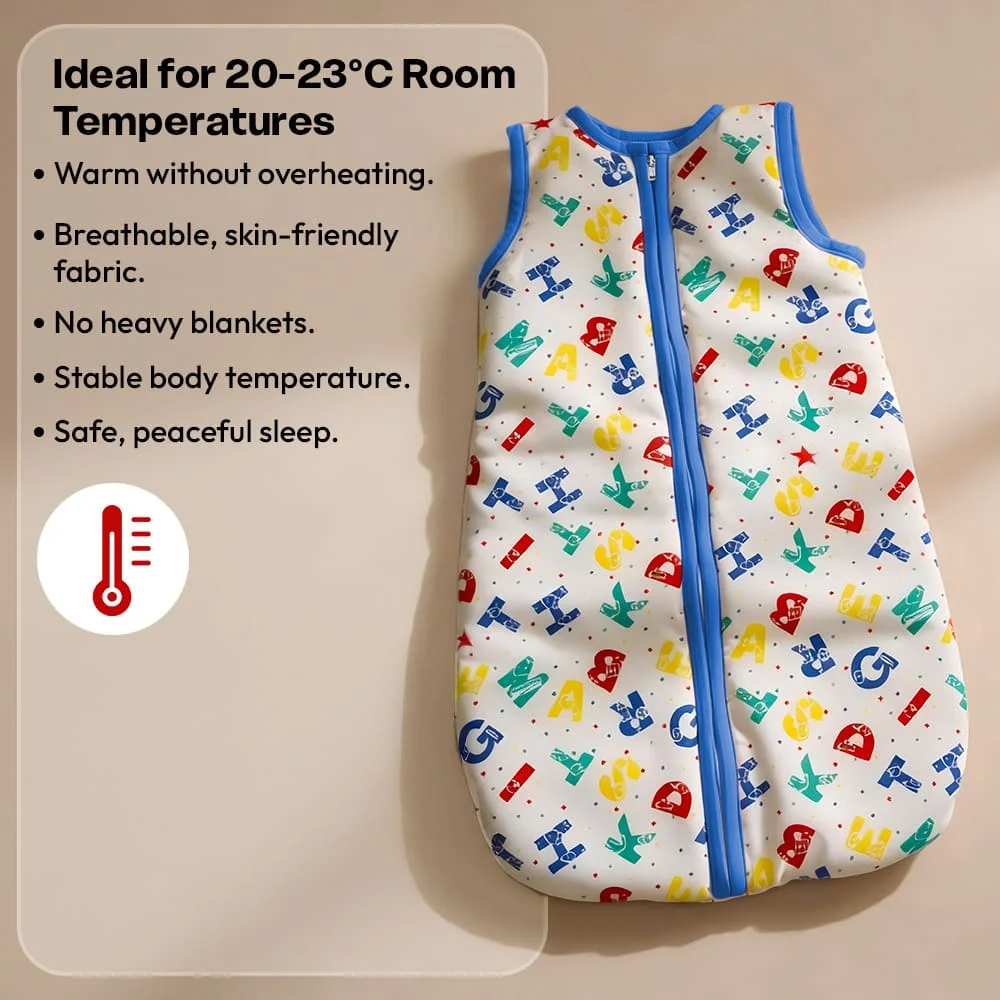 sleeping sack alphabet print