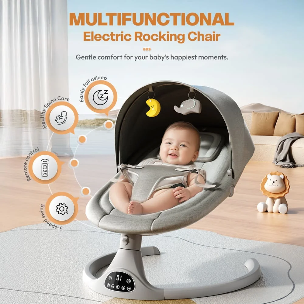 Multifunctional electric rocking chair grey
