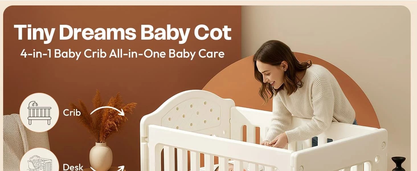 Tiny Dreams 4-in-1 Convertible Baby Cot