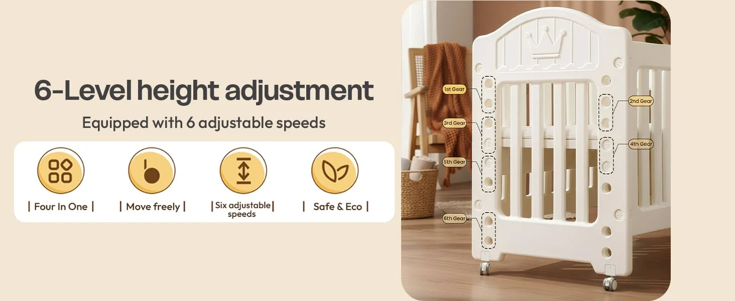 Tiny Dreams 4-in-1 Convertible Baby Cot