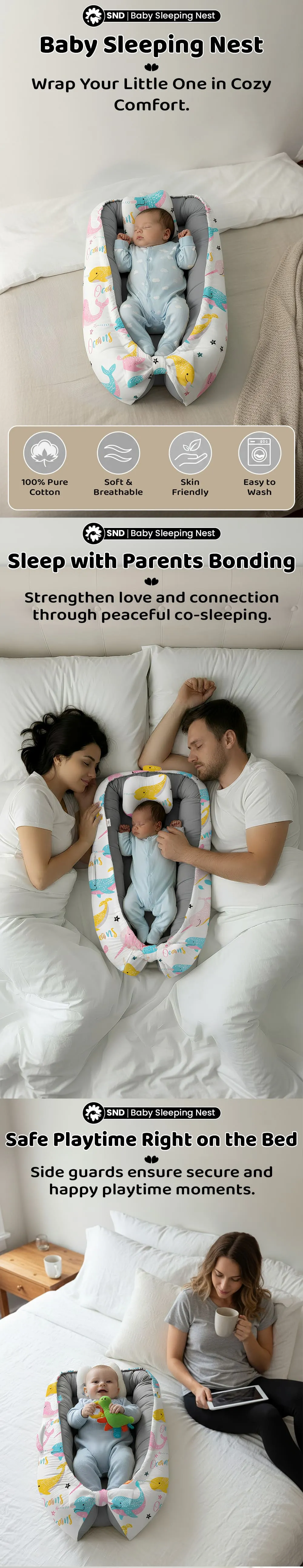 Baby Nest Oval Ocean Print