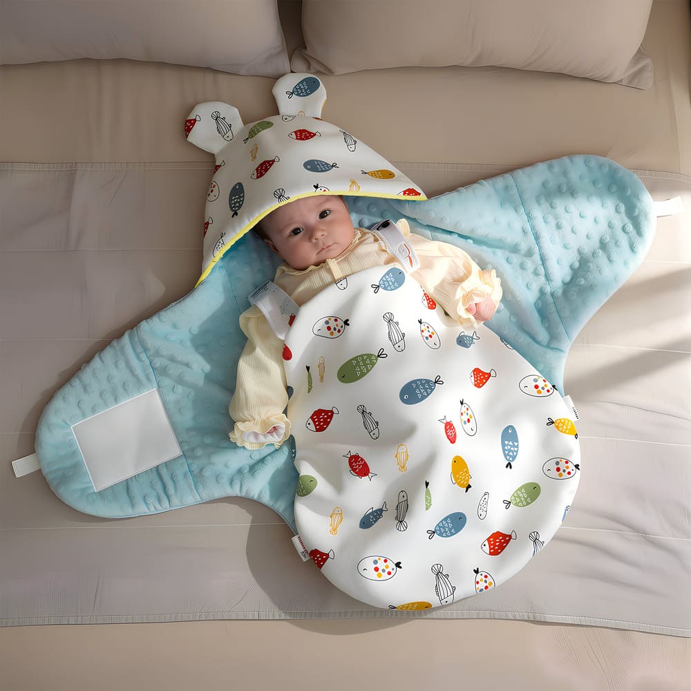 luxe wrap swaddler white printed