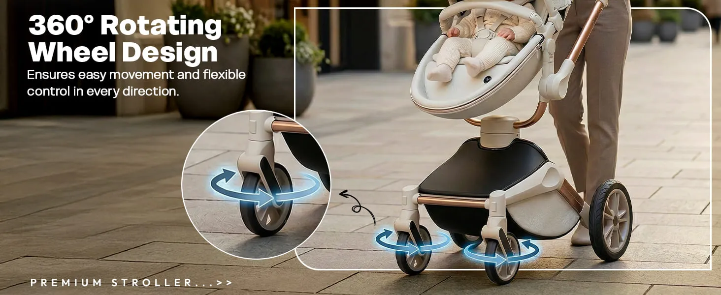 Hot Mom Luxury 3-in-1 360 Rotate Baby Stroller