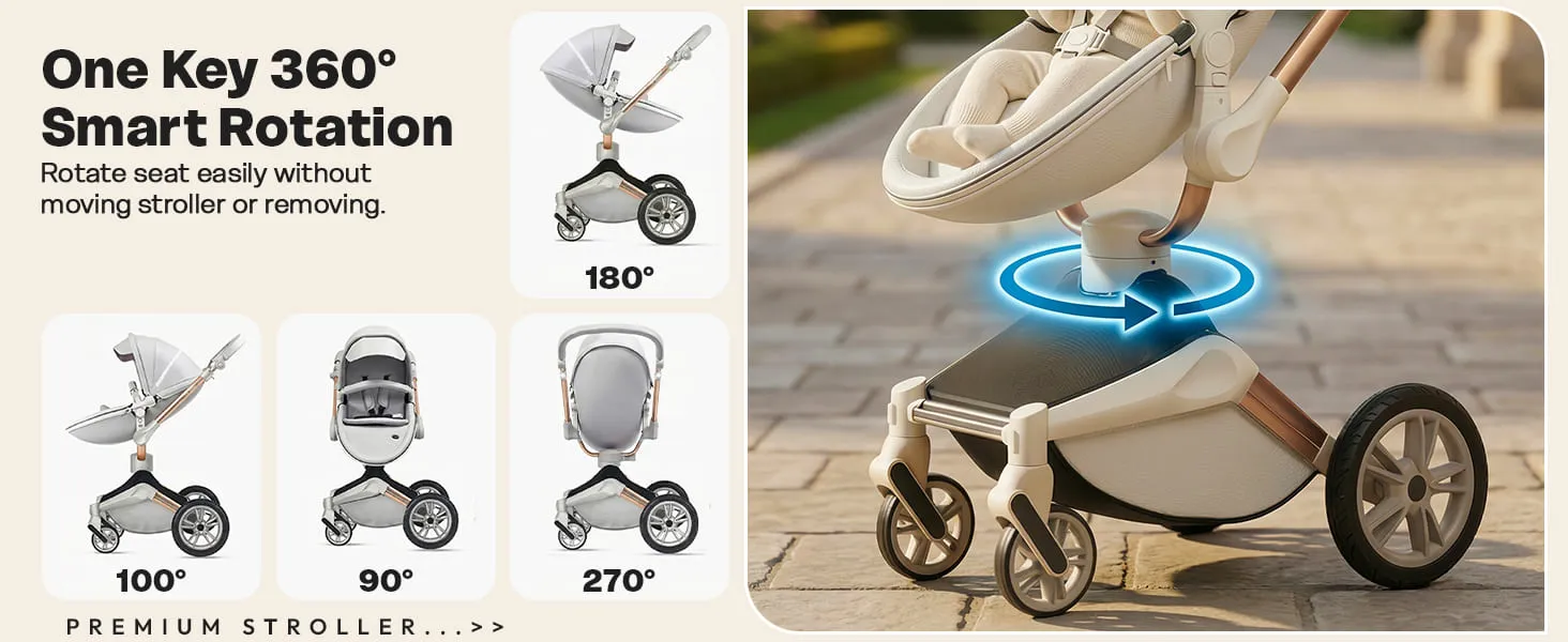 Hot Mom Luxury 3-in-1 360 Rotate Baby Stroller
