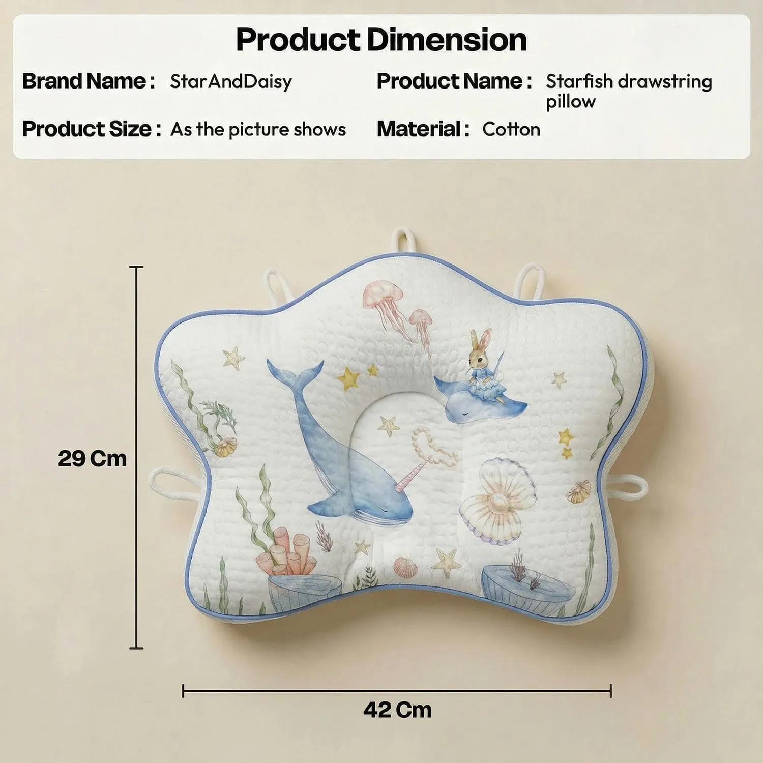 Starfish Awstring Pillow Whale
