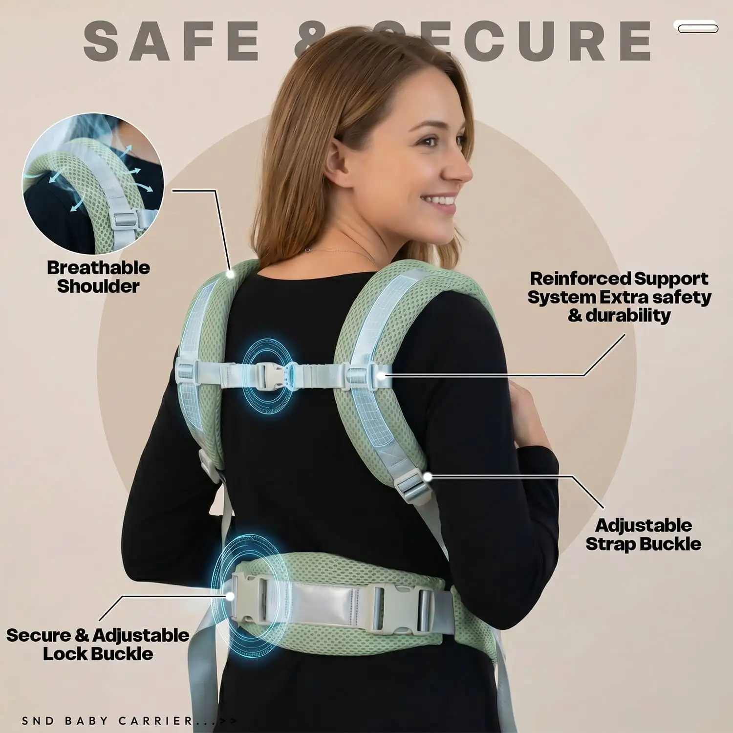 Travel Nest Baby Carrier-green