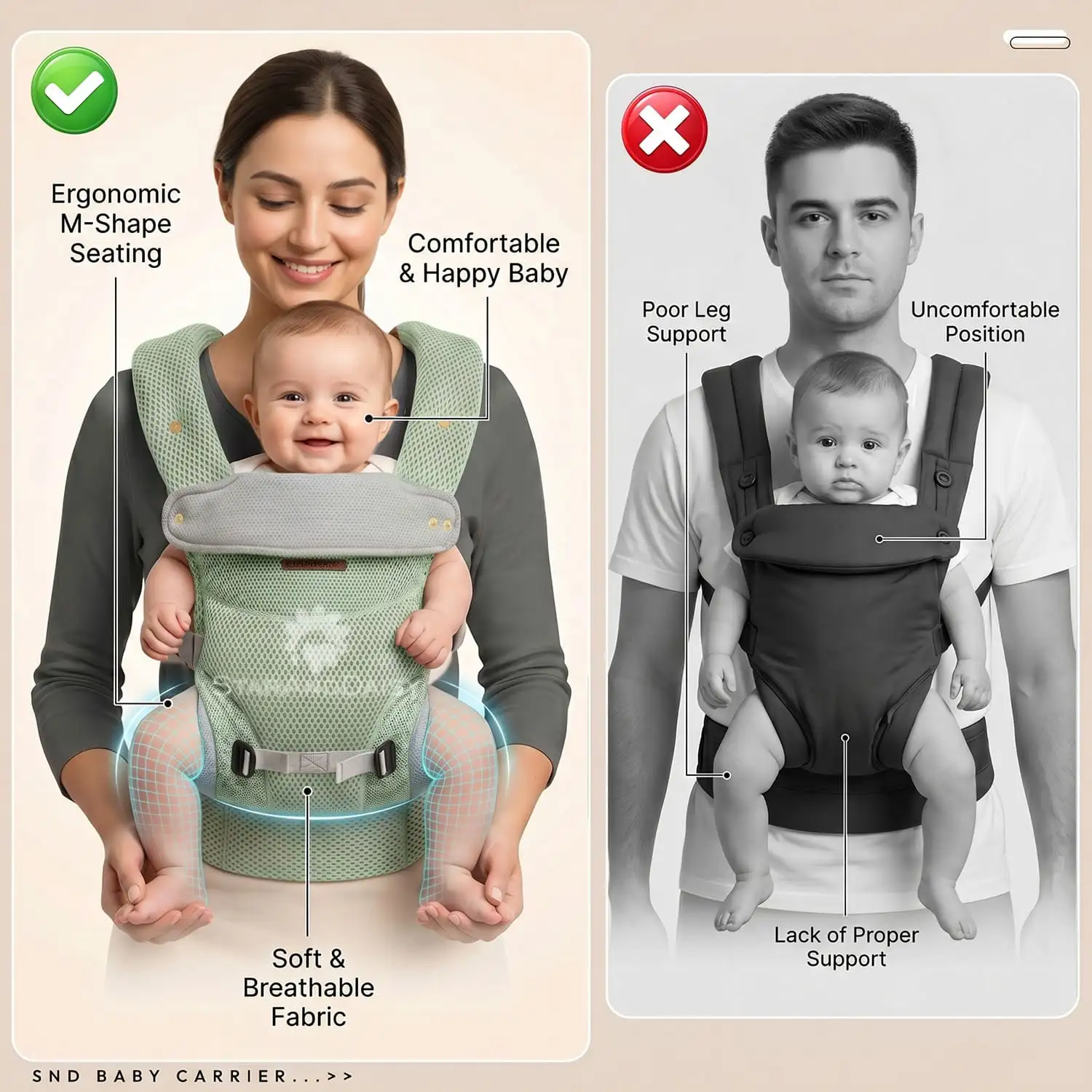 Travel Nest Baby Carrier-green