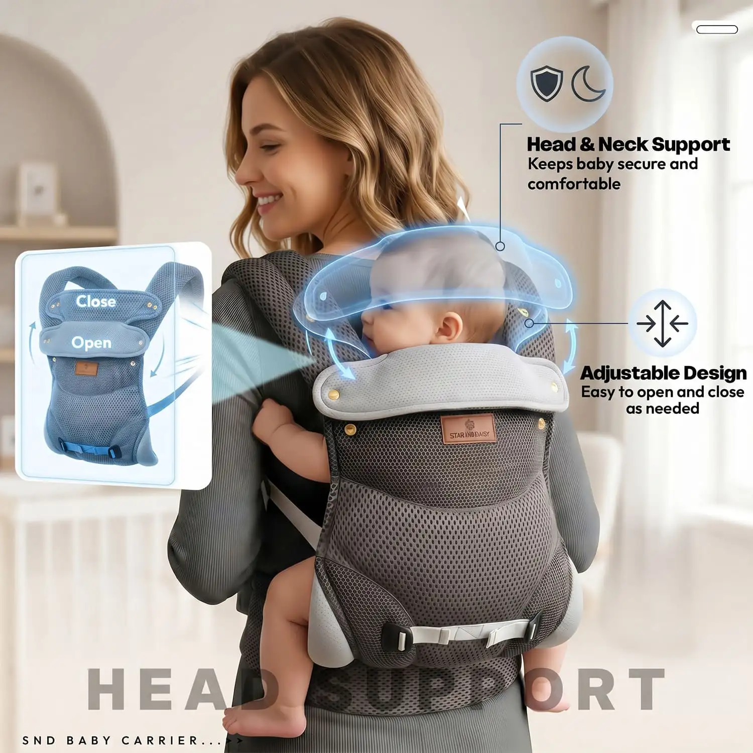 Travel Nest Baby Carrier-grey