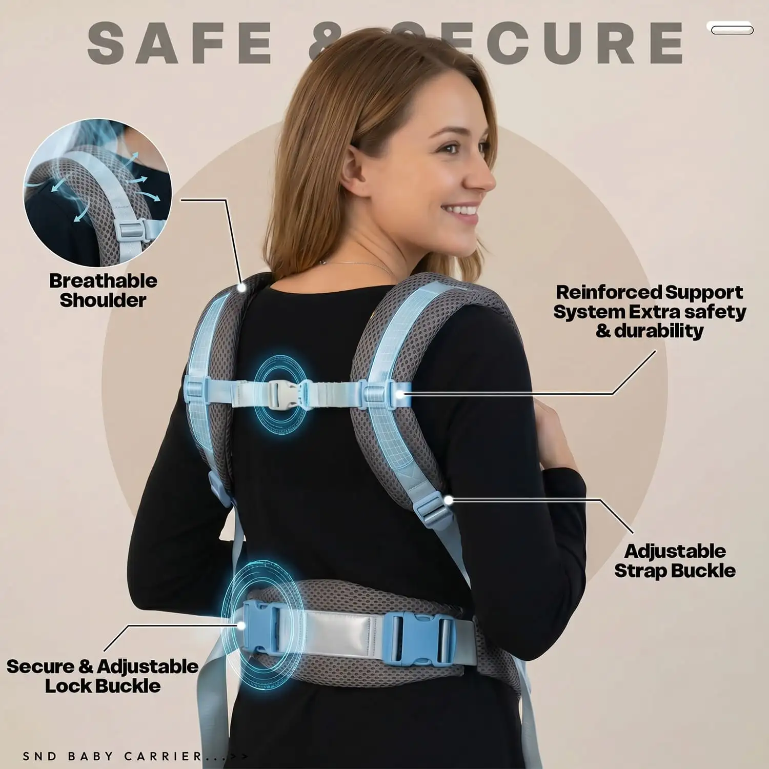 Travel Nest Baby Carrier-grey