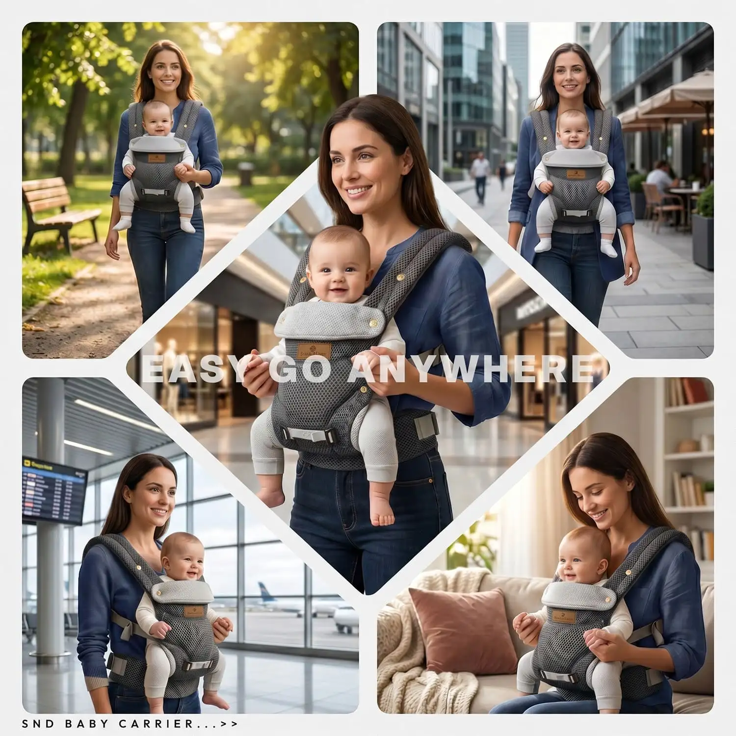 Travel Nest Baby Carrier-grey
