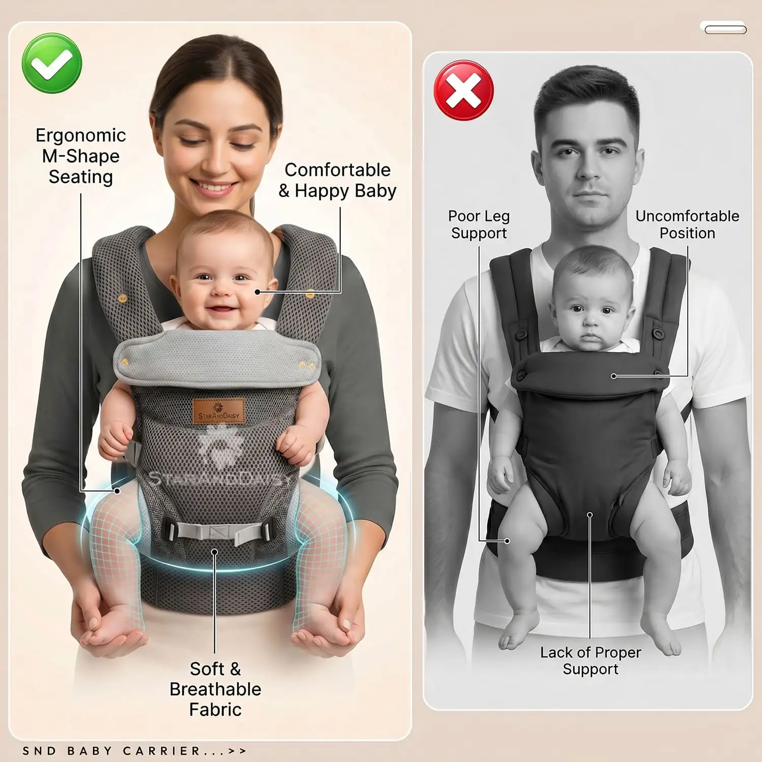Travel Nest Baby Carrier-grey