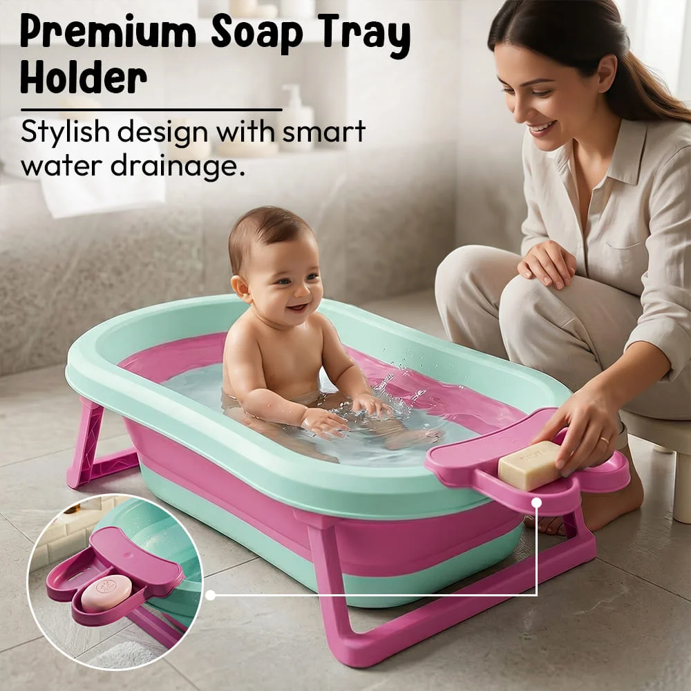 bathtub with soapbar green pink