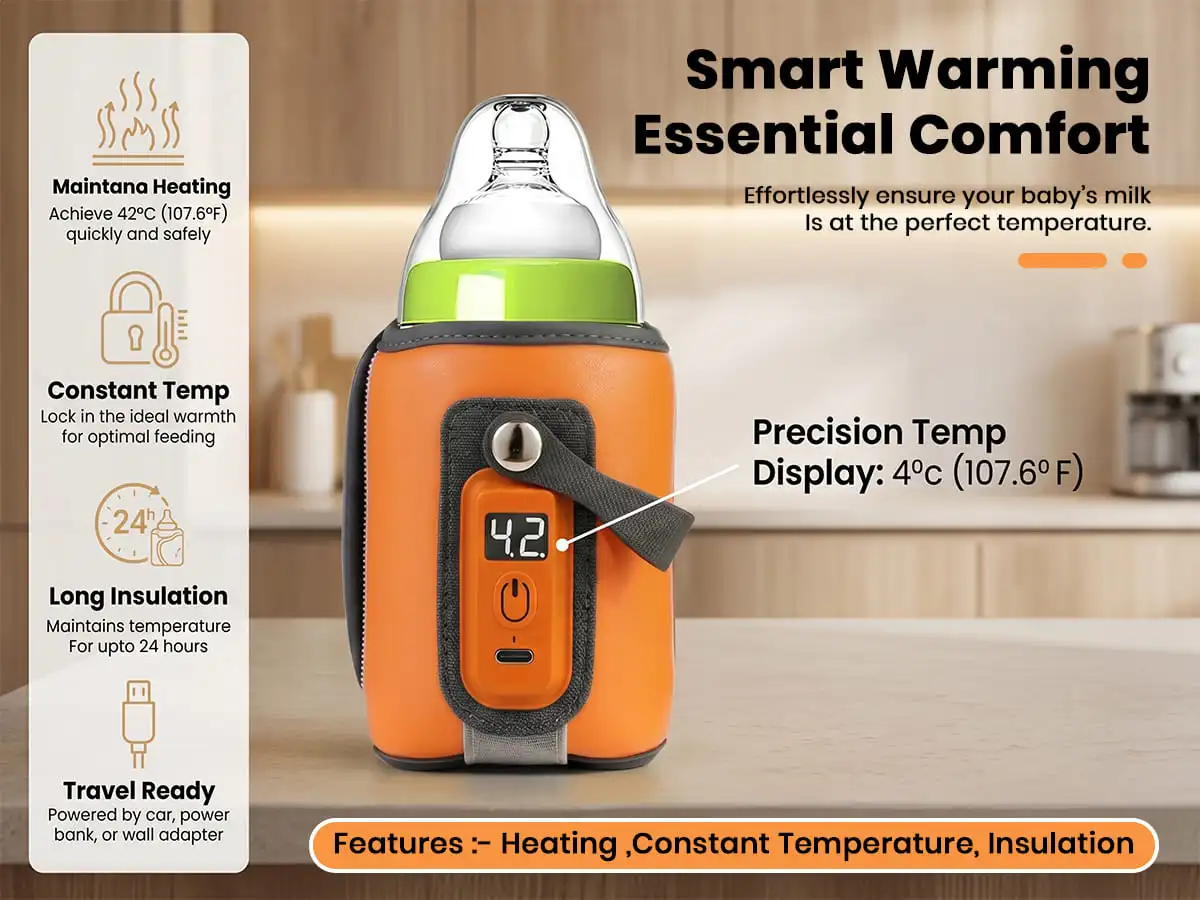 rechargeable feeding bottle warmer- orange rechargeable feeding bottle warmer- orange