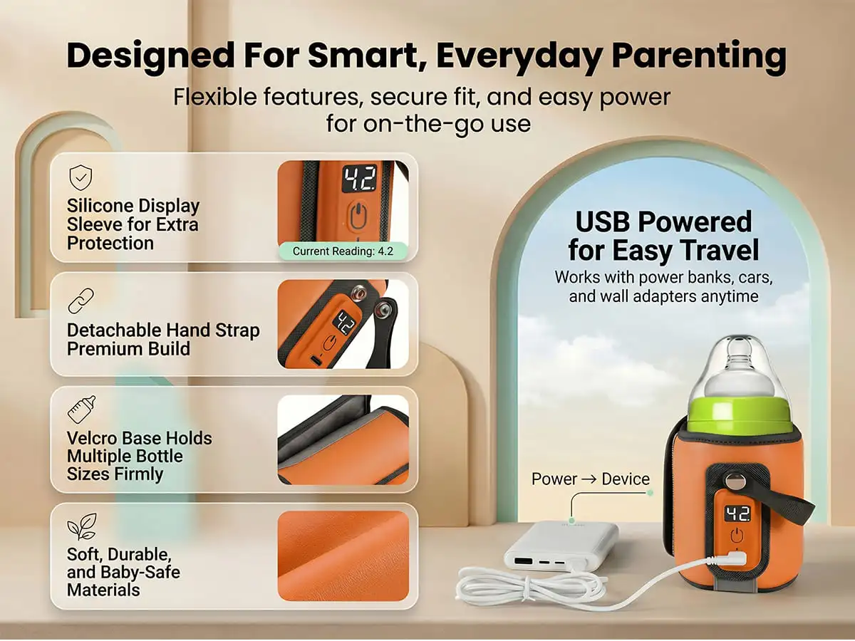 rechargeable feeding bottle warmer- orange rechargeable feeding bottle warmer- orange