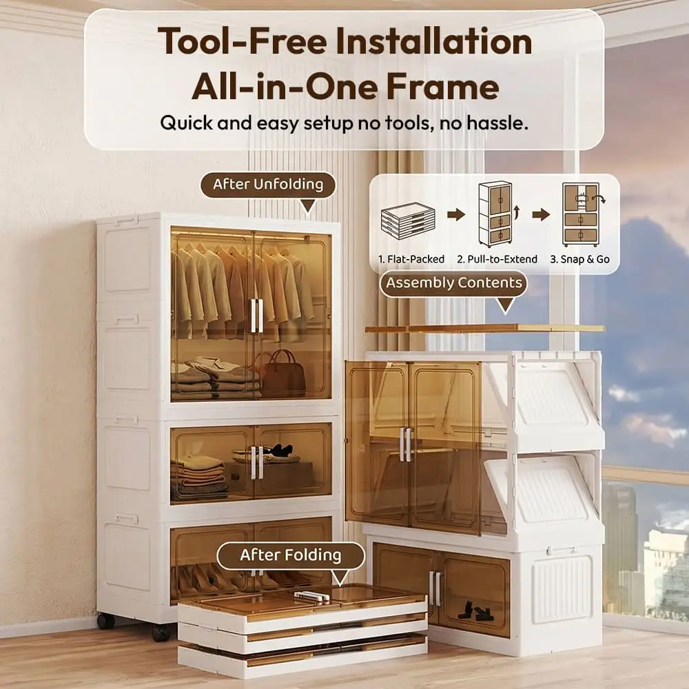 transparent wardrobe with3 folding boxes transparent wardrobe with3 folding boxes