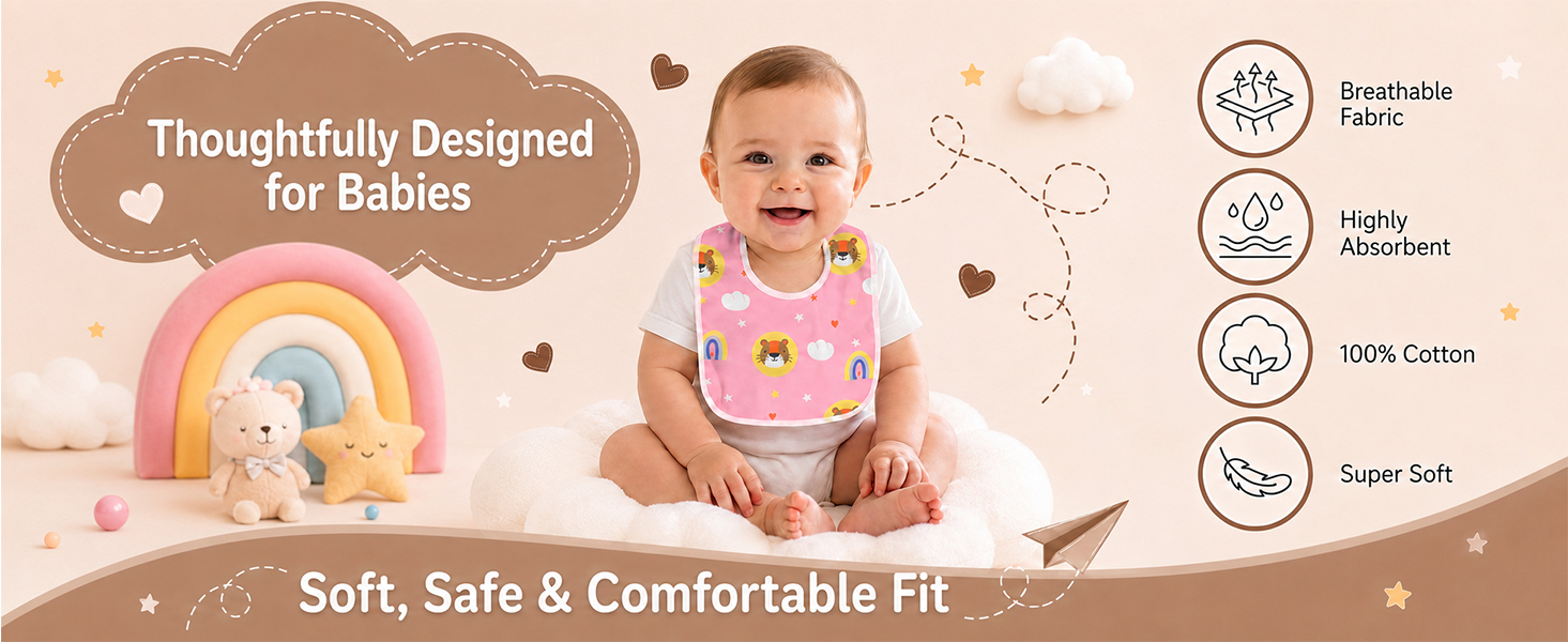 100% cotton fabric waterproof baby bibs set of 10