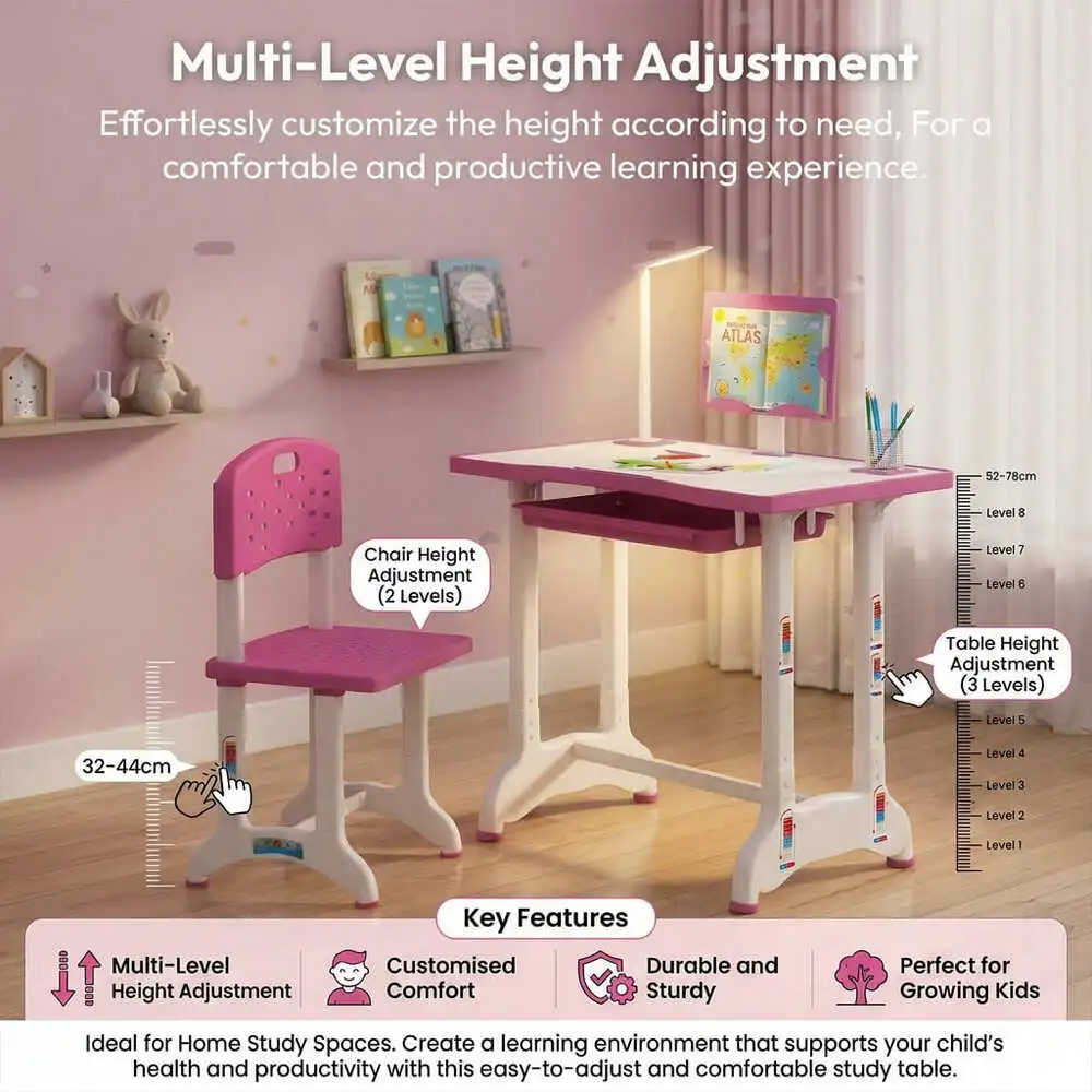 Study Table and Chair Set Pink