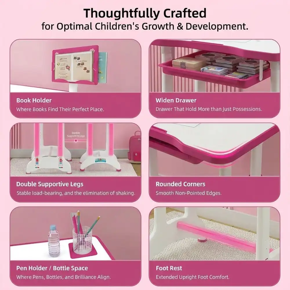 Study Table and Chair Set Pink