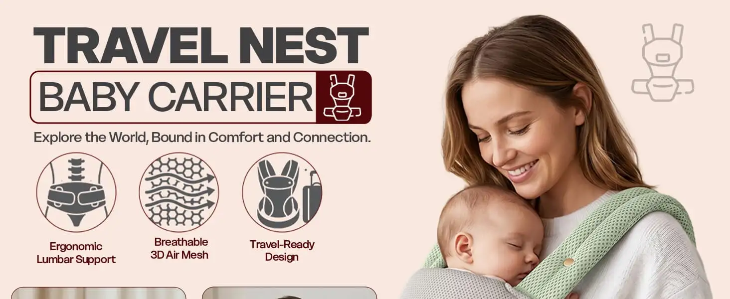 Travel nest baby Carrier - green