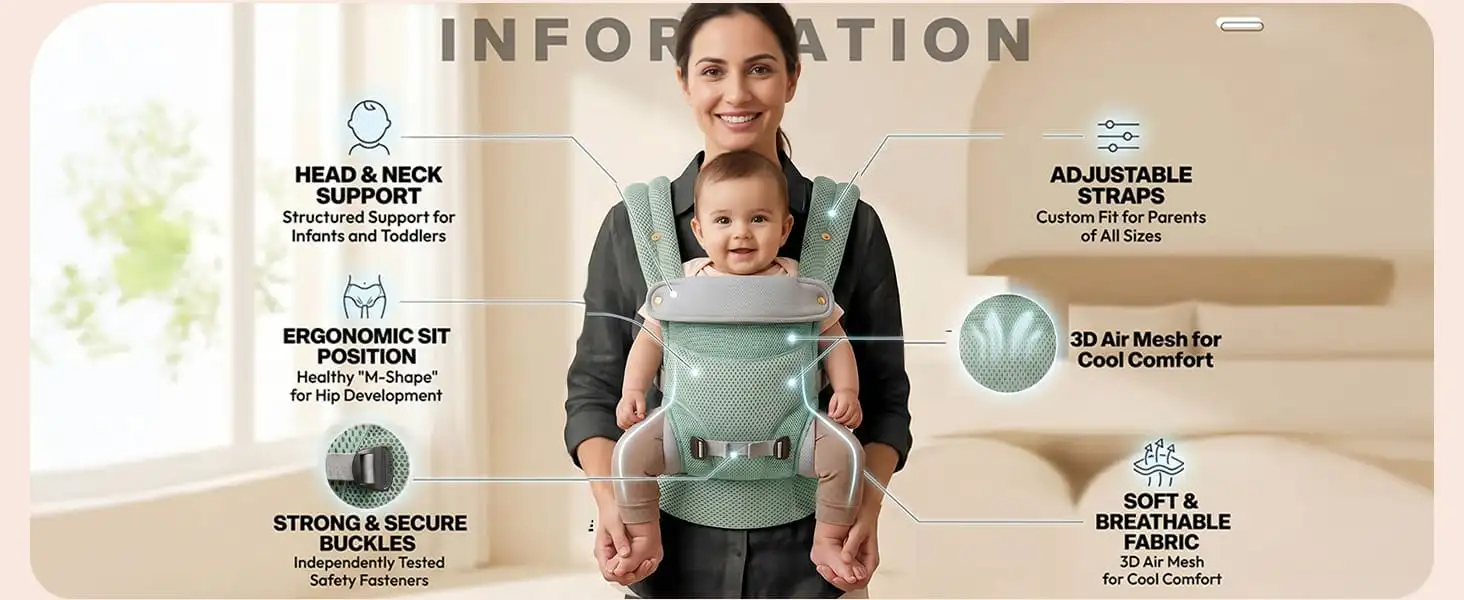 Travel nest baby Carrier - green