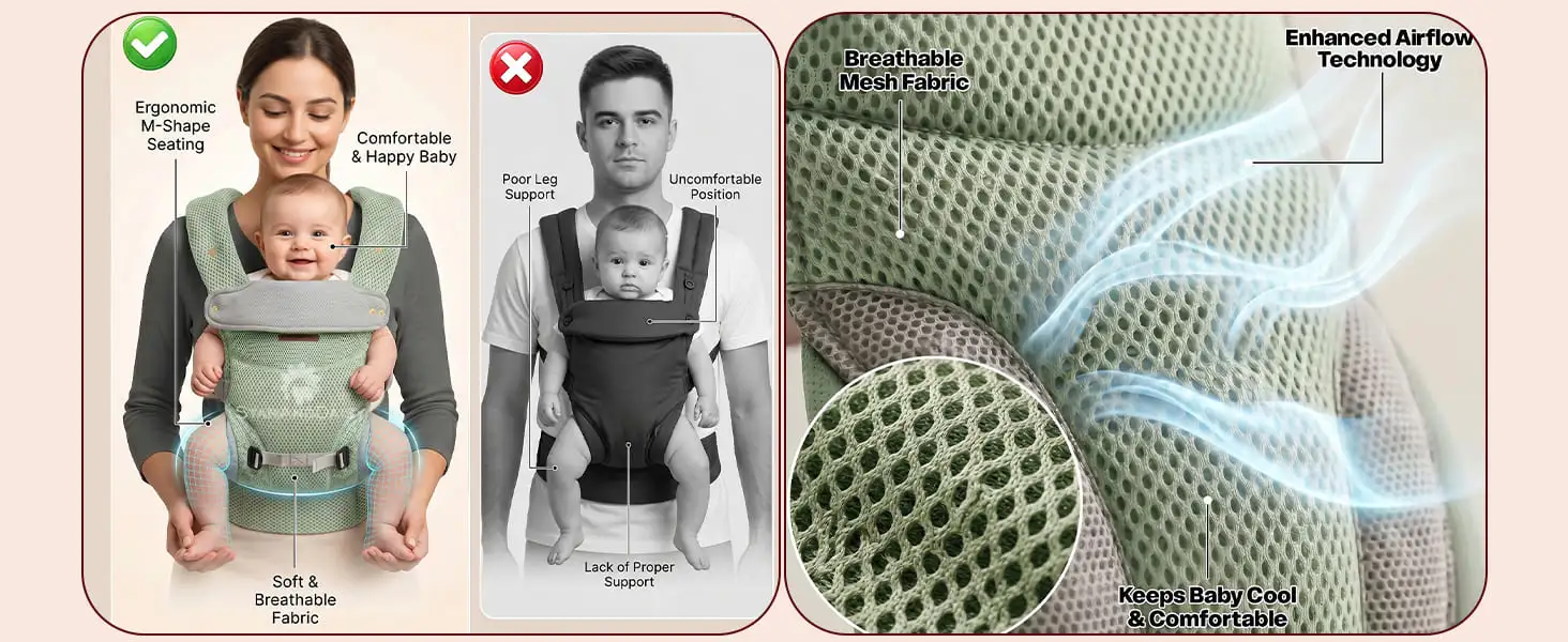 Travel nest baby Carrier - green