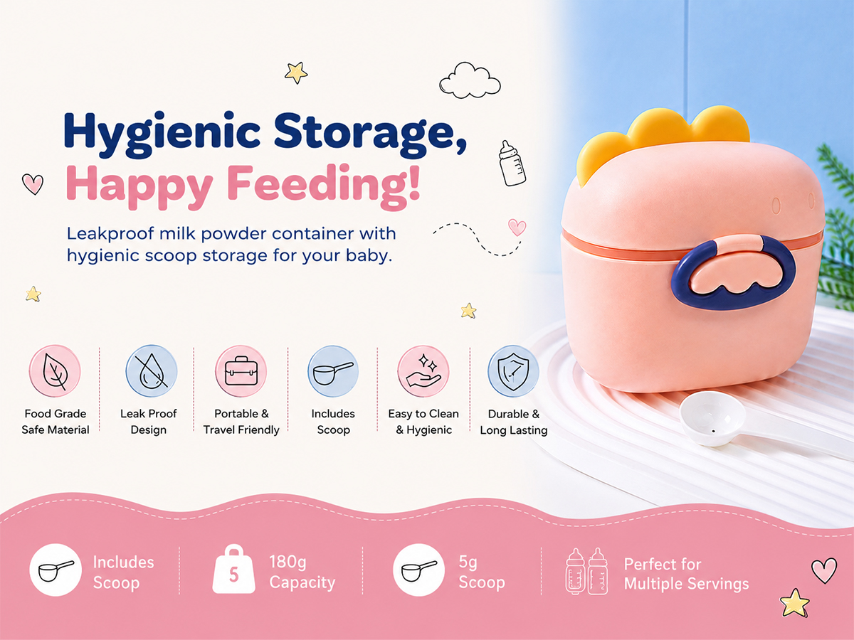baby milk powder container peach