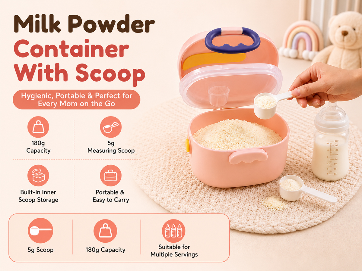 baby milk powder container peach