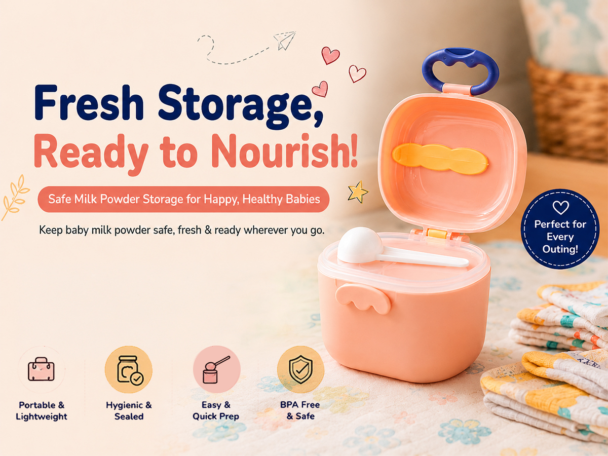 baby milk powder container peach