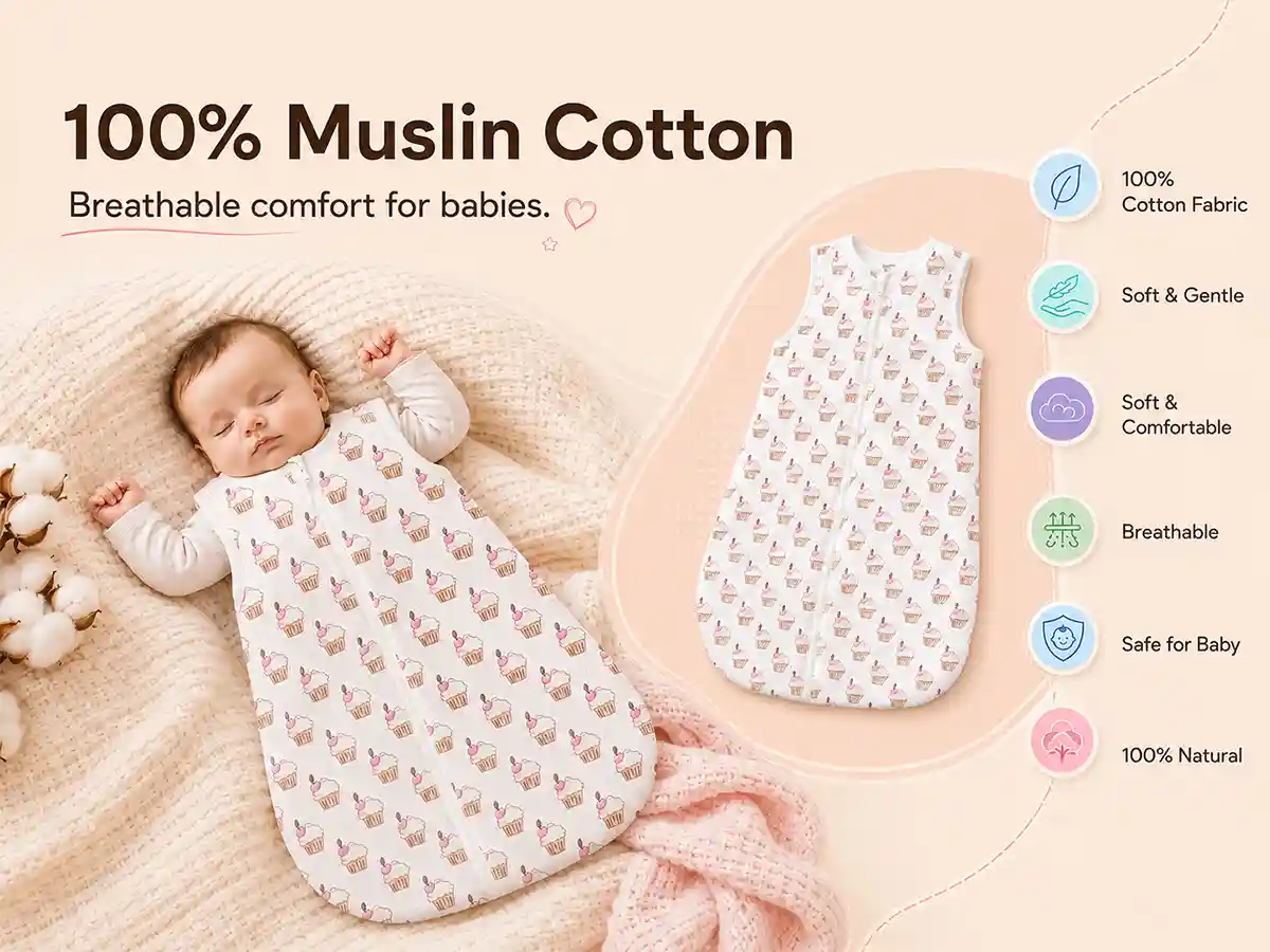 baby sleeping sack - cupcake print
