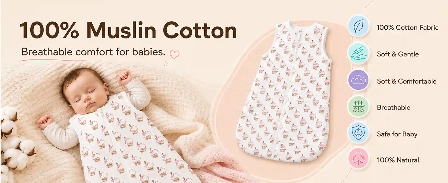 baby sleeping sack - cupcake print