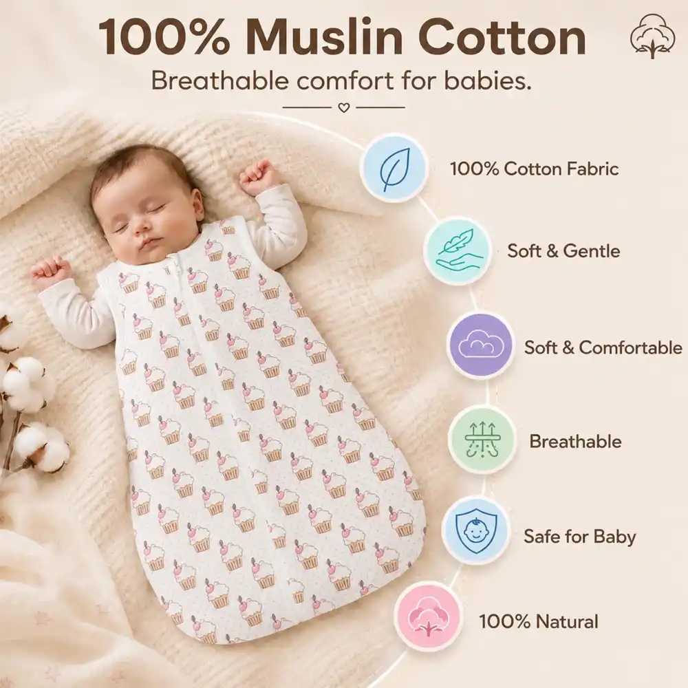 baby sleeping sack- cupcake print