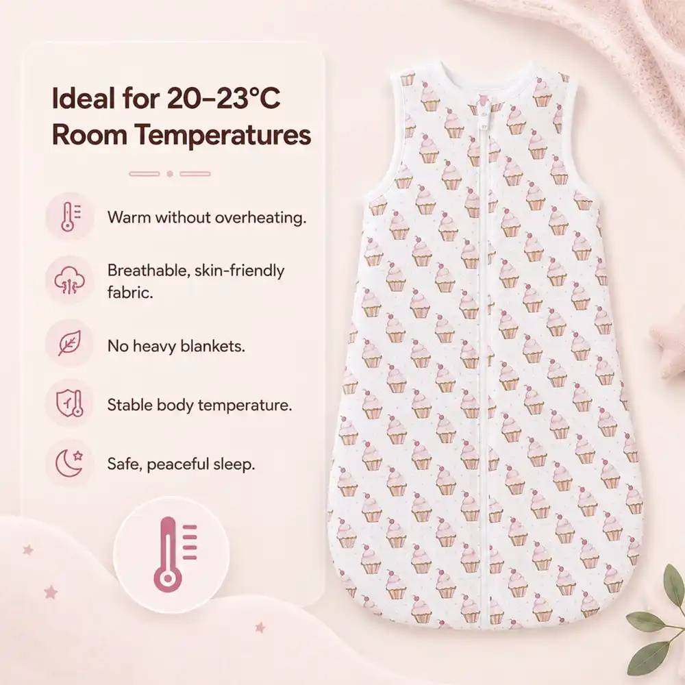 baby sleeping sack- cupcake print