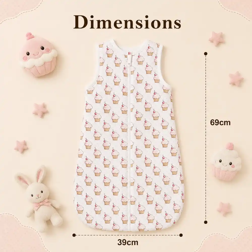 baby sleeping sack- cupcake print