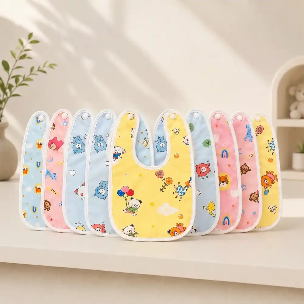 design of 100% cotton fabric waterproof baby bibs