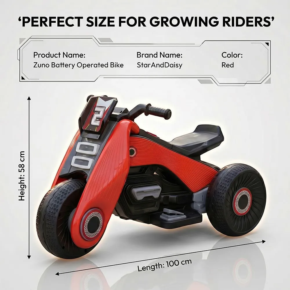 dimension of Zuno Electric Bike Red for Kids