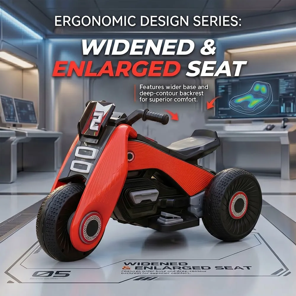 enlarged seat Zuno Electric Bike Red for Kids