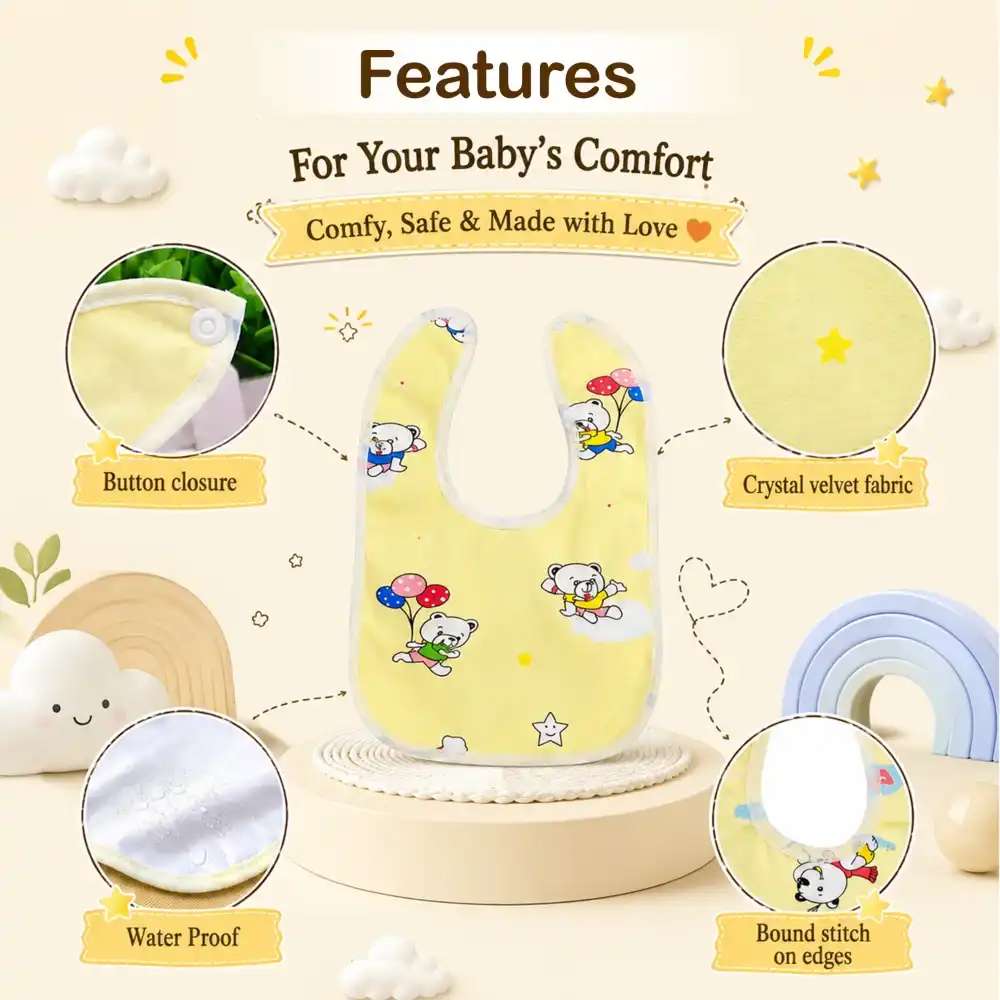 features of 100% cotton fabric waterproof baby bibs
