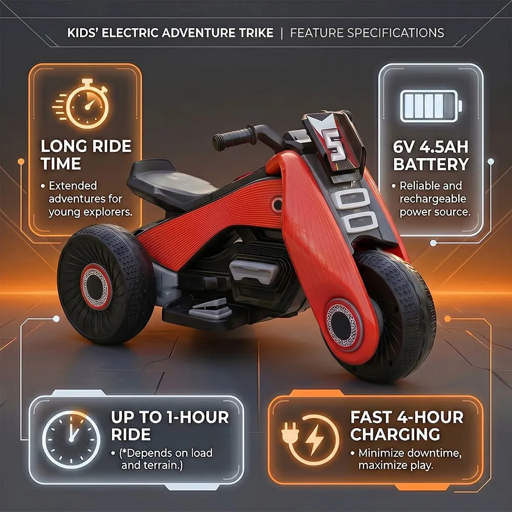 features of Zuno Electric Bike Red for Kids
