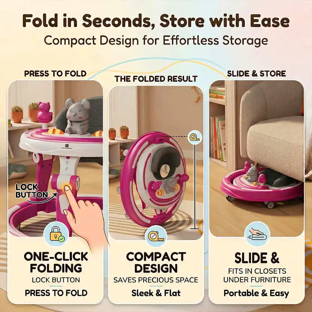 baby walker pink and white