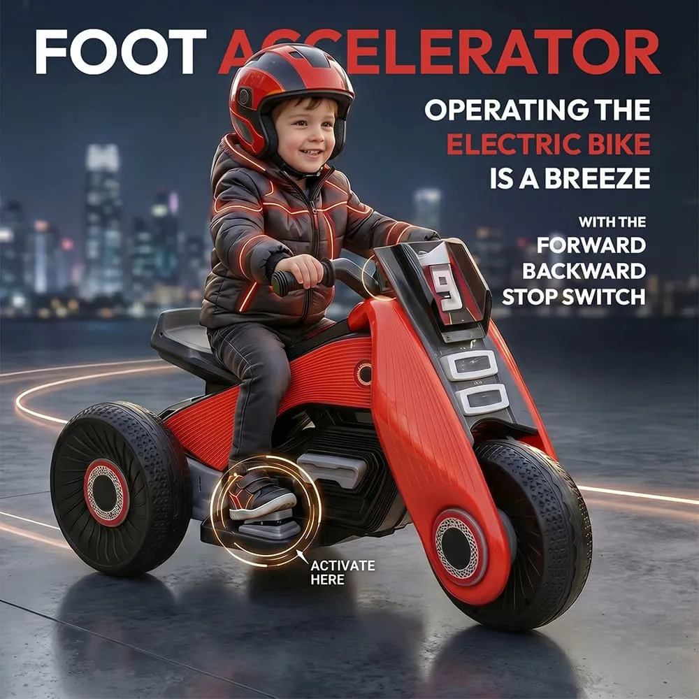 foot accelarator Zuno Electric Bike Red for Kids