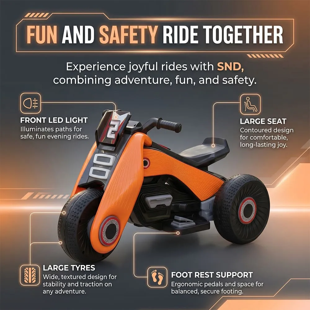 fun and safety rides Zuno Electric Bike orange for Kids