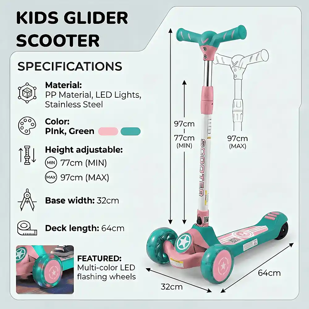 glidee scooter pink-green