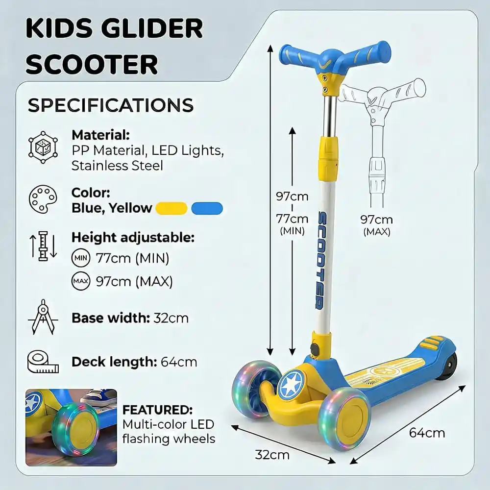 glidee scooter yellow-blue