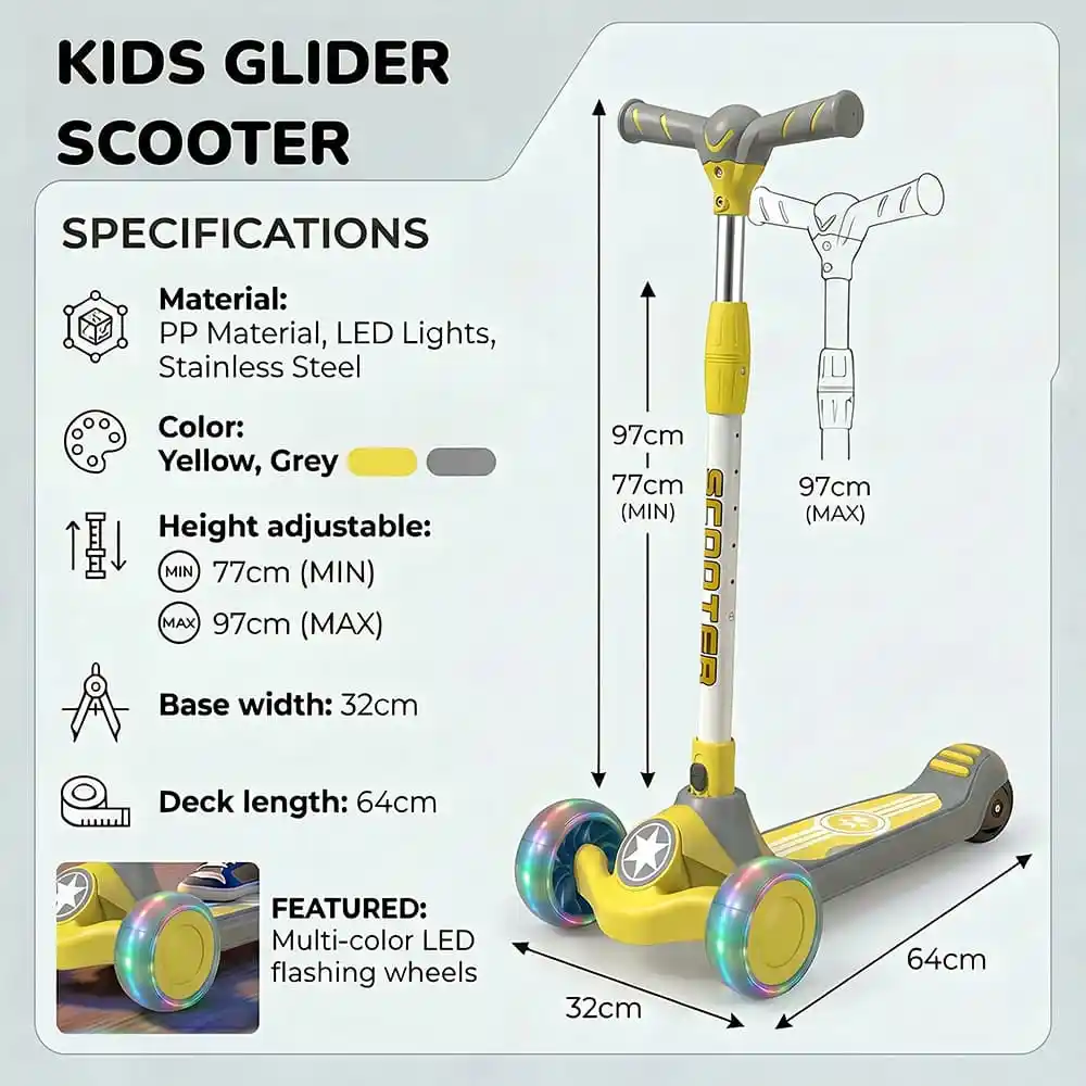 glidee scooter yellow-grey