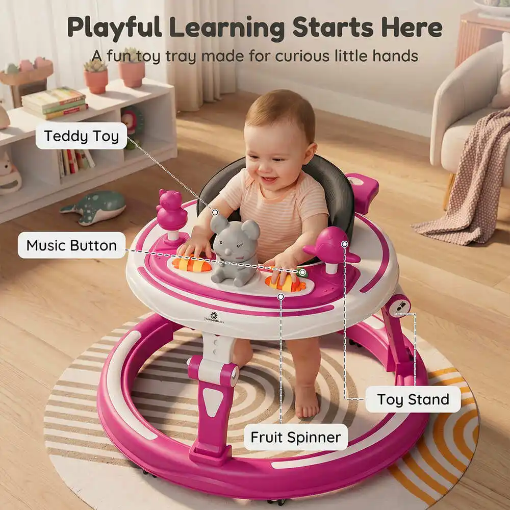 baby walker pink and white